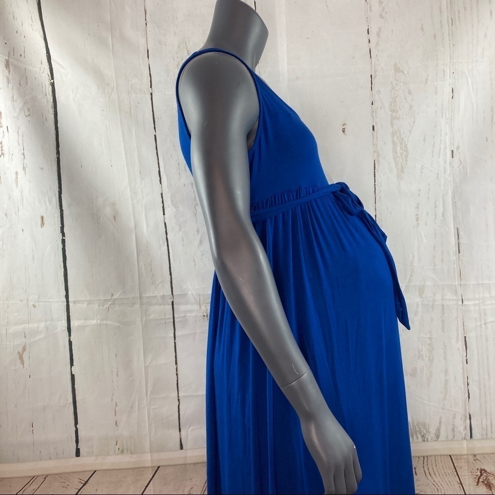 A.Glow blue long maternity dress